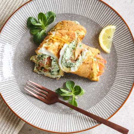 Cottage Cheese and Smoked Salmon Omelette Wraps